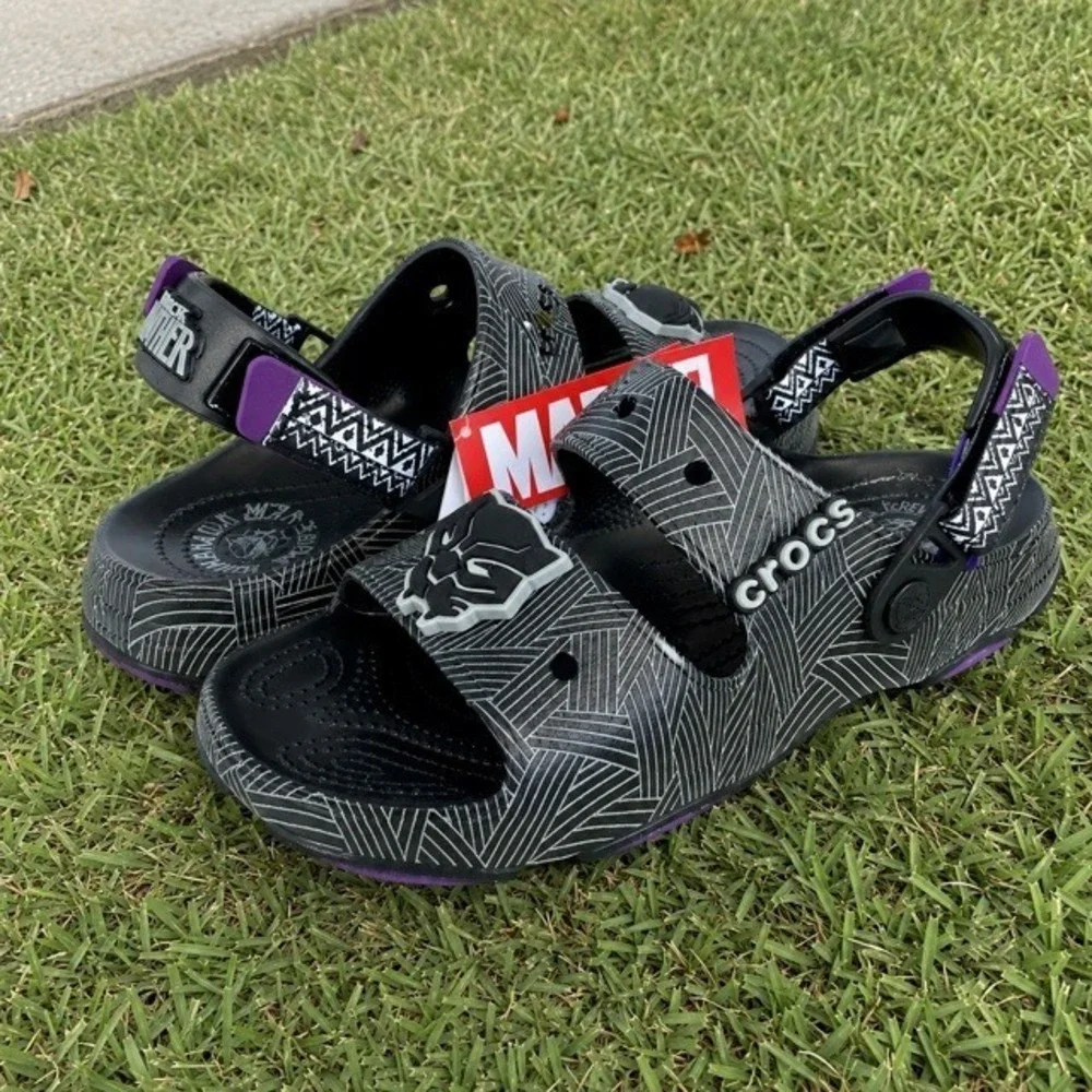 Crocs x Marvel Black Panther Wakanda Forever Sandals NWT Mens 6 Womens 8